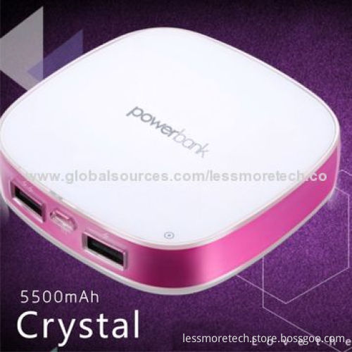 Fashion Power Banks, 5,500mAh, Crystal Housing and Private Mode